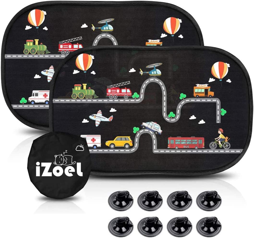 iZoeL Car Sun Shade for Baby Kids 2PCS, Static Cling Side Window Car Annimal Lion, 80GSM Rear Sunshades Universal with 8 Suction Cups and Storage Bag - Sun Glare and UV Rays ProtectionProtection