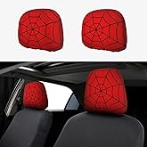 YANGDADA Red Spider Web Cute Car Head Rest Covers 2 Piece Elastic Car Seat Headrest Protector Universal Fit Most Vehicles Auto Interior Accessories for Women Men