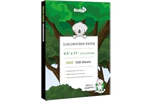 KOALA PAPER Koala Sublimation Paper 150 sheets 8.5x11 inches for Heat Transfer DIY Gift Compatible with Inkjet Sublimation Printer 105gsm