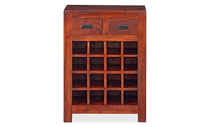 Jiya Creation Bar Cabinet | Wine Rack with Glass Storage | Bar Unit for Home Decor (Sheesham Wood) (Teak Shade)