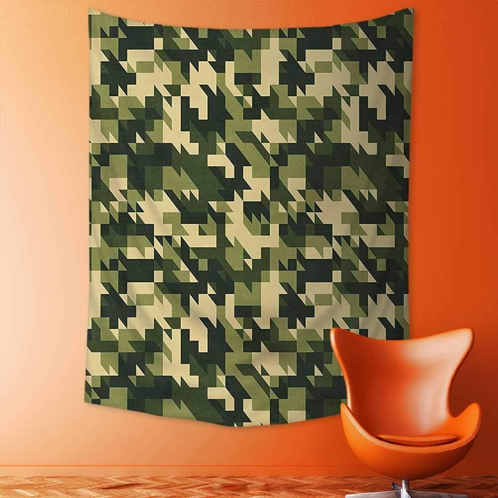 Mandala Tapestry Wall Tapestry Bohemian Wall Hanging Camouflage in Forest Colors Jungle Environment Chevron Light Green Army Green Dark Green Wall Art Wall Decor Beach Tapestry 130x150 cm