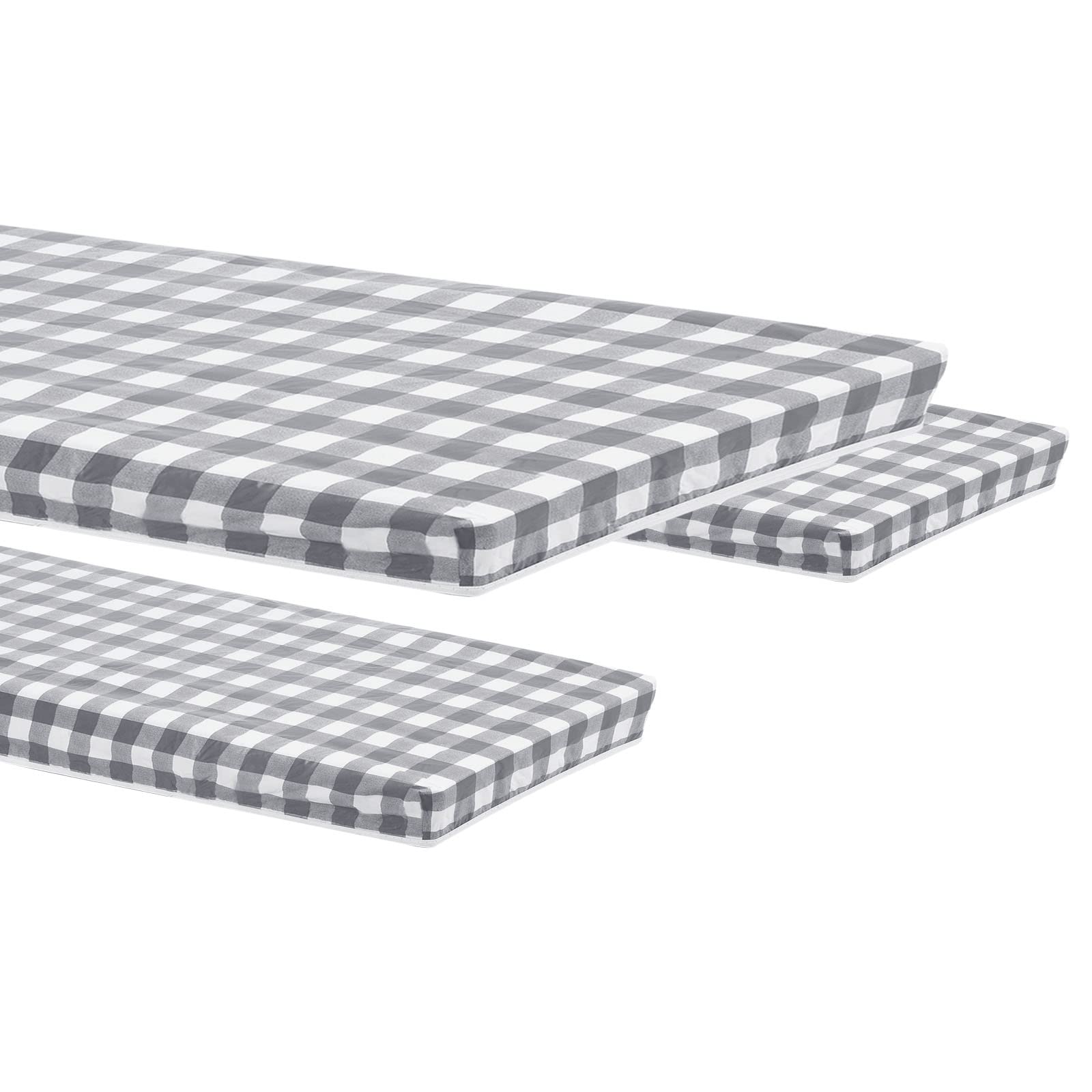 PATIKIL 72" x 30" Picnic Table Cover with Bench Covers, 3 Piece Set Waterproof Fitted Tablecloth Flannel Backing Elastic Edges for Rectangle Table, Grey