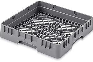 Aurelema Commercial Dishwasher Tray Rack Polypropylene Full Size Flatware Rack for Bowls Plates Knives Forks Cups, Gray