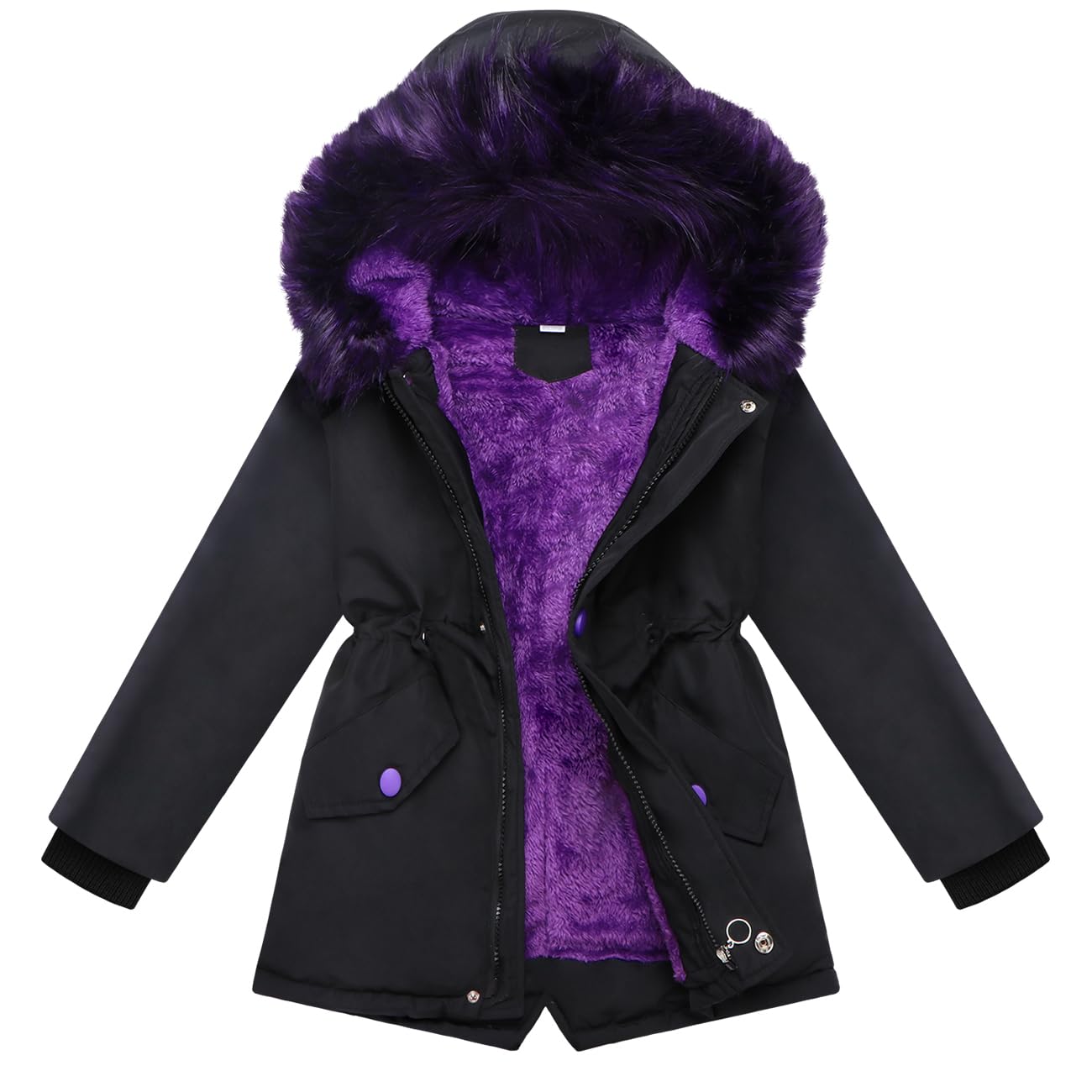 Girl Winter Coats Heavyweight Hooded Puffer Jacket Kid Parka Fleece Snow Outwear