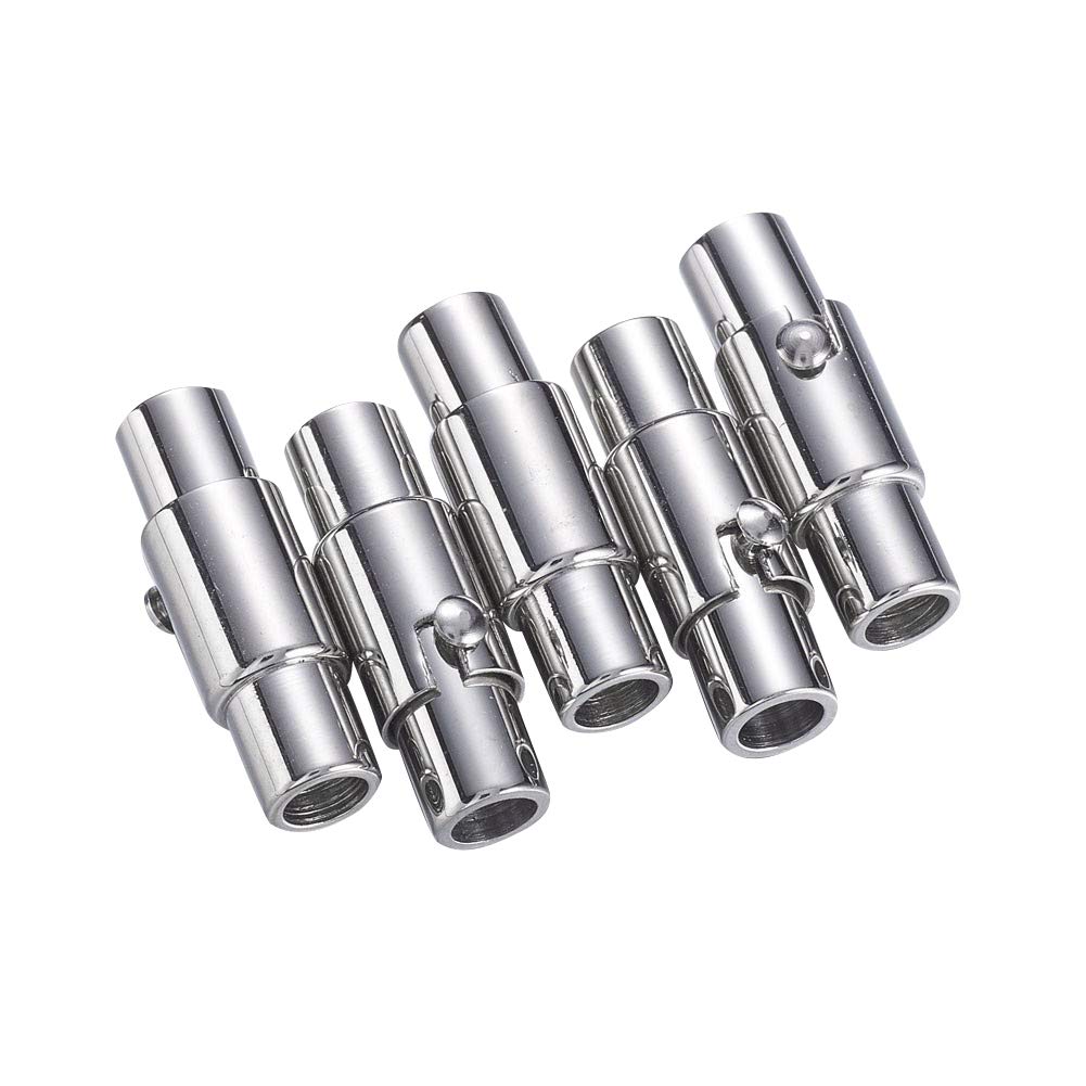 UNICRAFTALE5PCS 16.5x5mm Stainless Steel Magnetic Bracelet Clasps for Leather Necklace Bracelet Column Closure Magnet Buckle Tube Leather Cord End Caps for Jewelry Making