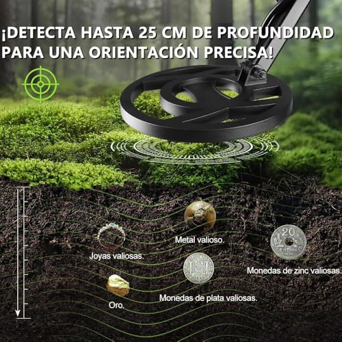 Detectores de Metales, Detector de Metales Profesional para Adultos, Pantalla de Cristal Líquido de Alta Definición, Buscador de Tesoros de Alta Sensibilidad, 5 Modos, Longitud Ajustable (56-93) cm