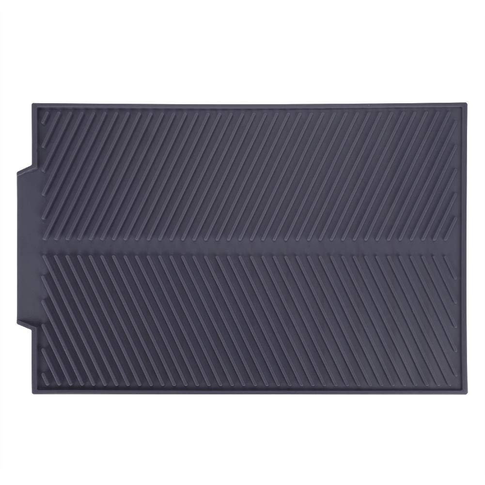 Nikou Silicone Dish Drying Mat, Rectangle Drain Mat Drying Dishes Pad Heat Resistant Non-Slip Tray Easy Drainage Universal Drain Board for Kitchen Countertop(Dark Grey)