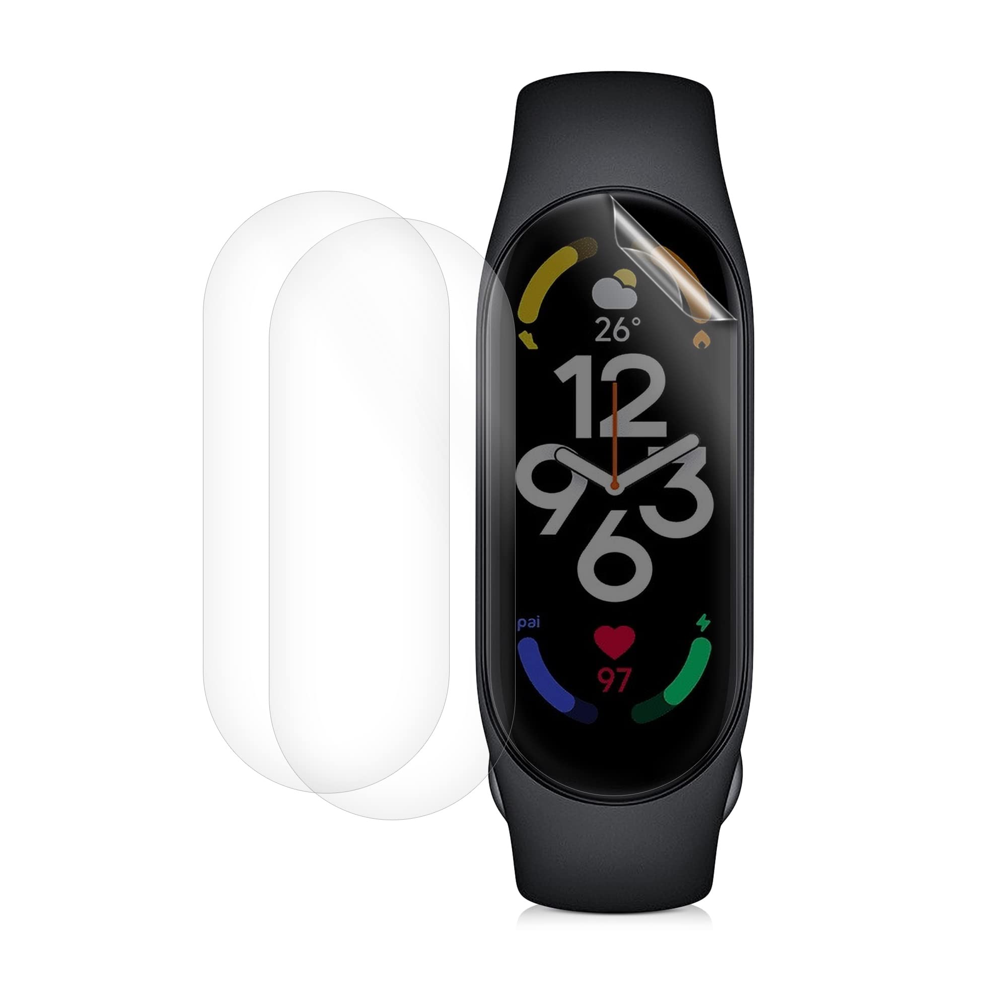 kwmobile Screen Protectors Compatible with Xiaomi Mi Band 7 - Set of 3x Clear TPU Films - Transparent