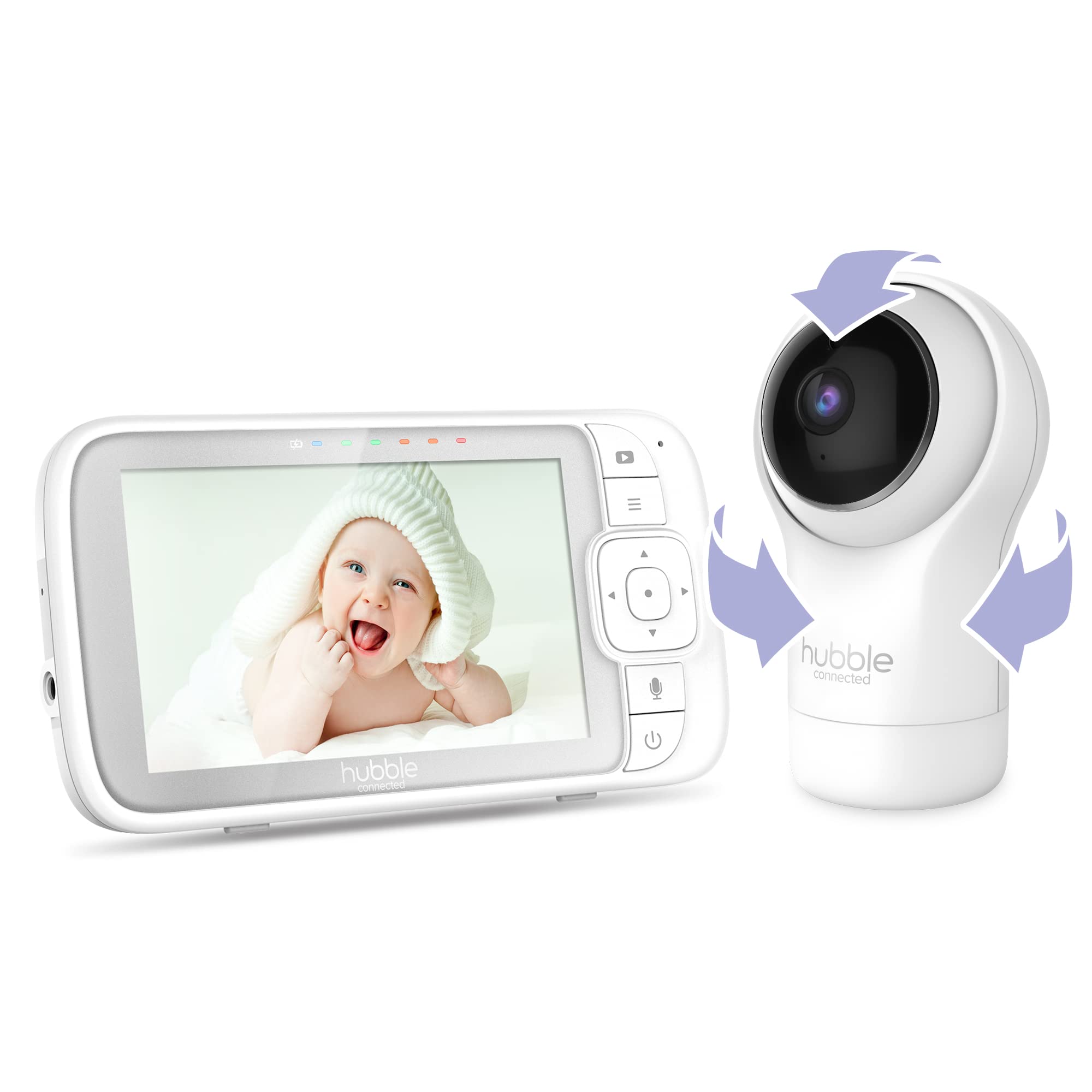 Hubble Nursery View Pro 5" Inch Video Baby Monitor with Remote Pan, Tilt & Zoom, Room Temperature Sensor, Two Way Talk, Soothing Nature Sounds, High Sensitivity Microphone, Infrared Night Vision