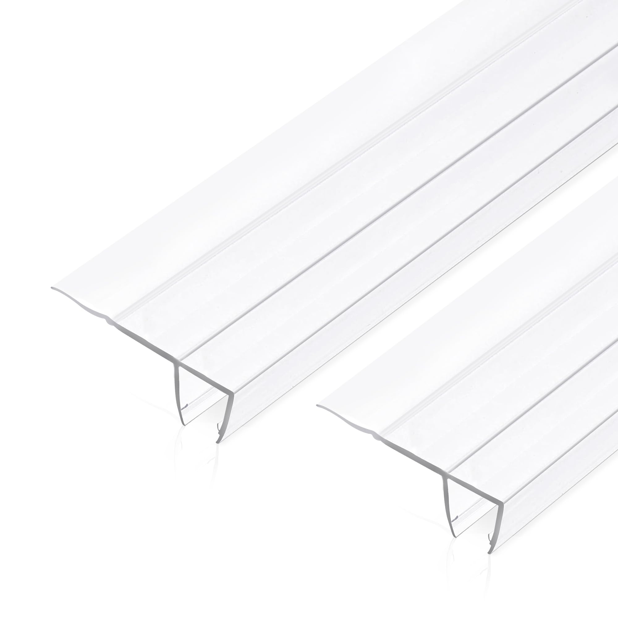 Photo 1 of *Bent* Bathroom Shower Glass Door Side Seal Strips, F-Shape Length 78 Inch 2PCS Transparent PVC Door Side Seall Strips with Magnetic Stripe for 1/4" (6MM) Thick Framless Glass Panel
