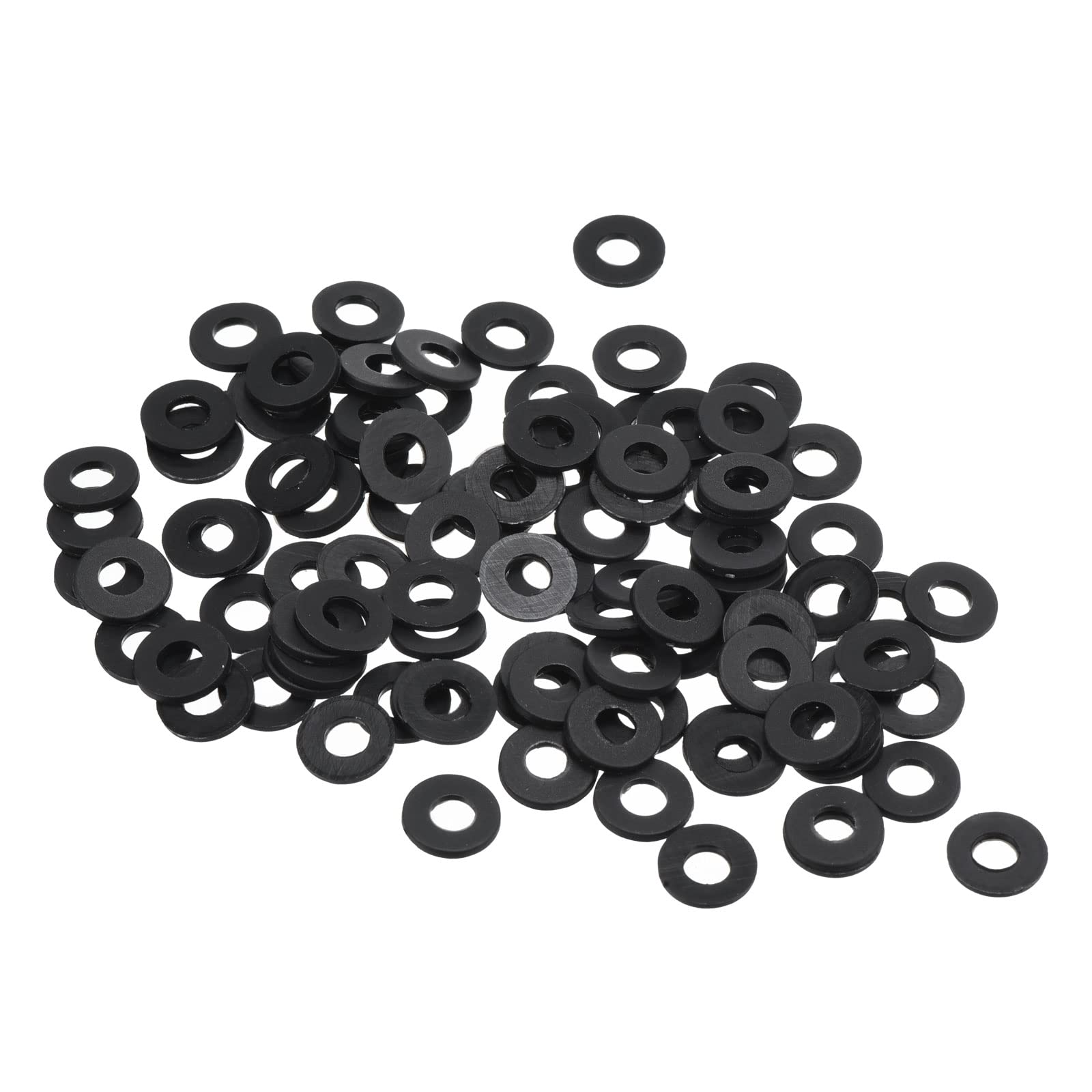 PATIKIL M4 Nylon Flat Washer, 100 Pack 4mm ID 9mm OD 1mm Thick Sealing Spacer Gasket Ring for Faucet Pipe Water Hose Fastener Bolt, Black