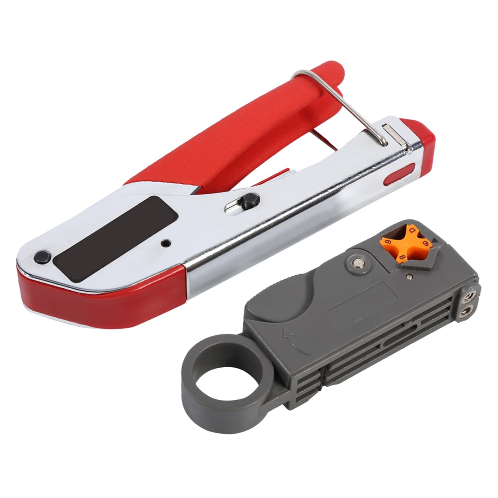 GOTOTOP Compression Clamp Set, RG59/RG6 Stripping Tool with 20 F Compression Connectors for SATA, Coaxial, Data Cables