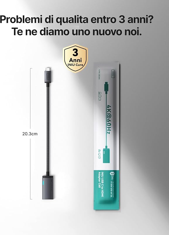 Adattatore USB C a HDMI, Certificato HDMI Ufficiale 4K@60Hz