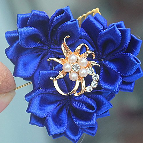 S-ssoy Boutonniere Bridegroom Groom Men's Boutonniere Groomsmen Best Man Boutineer with Pin Artificial Flower Brooch Corsage for Wedding Homecoming Prom Suit Decor Royal Blue Pack of 4 - Thumbnail 3