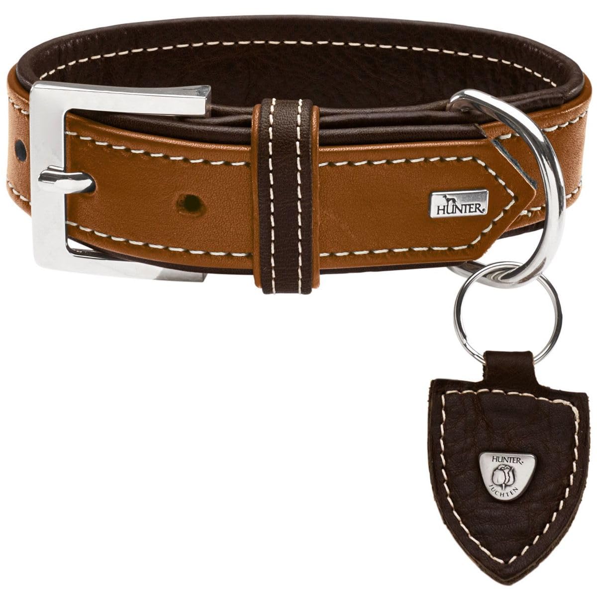 HUNTER Collar Tara Number 55 Juchten Leather, Cognac/Dark Brown