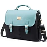 LOVEVOOK Laptop Bag for Women, 15.6 inch Large Capacity Computer Briefcase Case, Crossbody Messenger Bag, Office Business Work Bags Purse for Travel Gifts, Mint Green-black