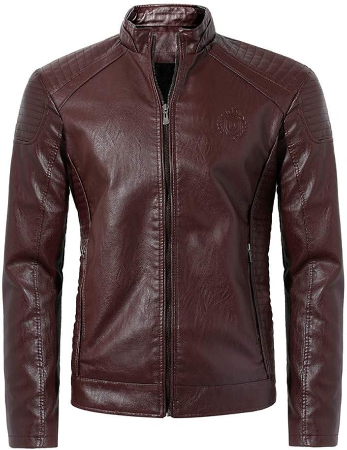Casual Leather Jacket for Men, 2019 Fashion Casual Autumn Winter Oversize Outwear Long-Sleeved Vintage Zipper Coat