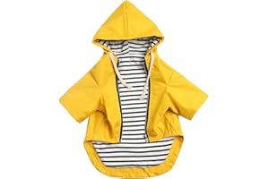 Dog Raincoat Puppy rain Jacket with Hood for Small Medium Breeds with Reflective Strap Storage Pocket Harness Hole Yellow Med