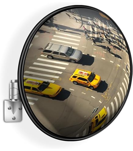 Traffic Safety Mirror Convex Driveway Mirror Convex Road Safety Mirror, Diameter 30cm Wide View Angle,Polycarbonate Unbreakable Traffic Mirror Orange For Blind Spot Security Surveillance With Wall Fix - View #8