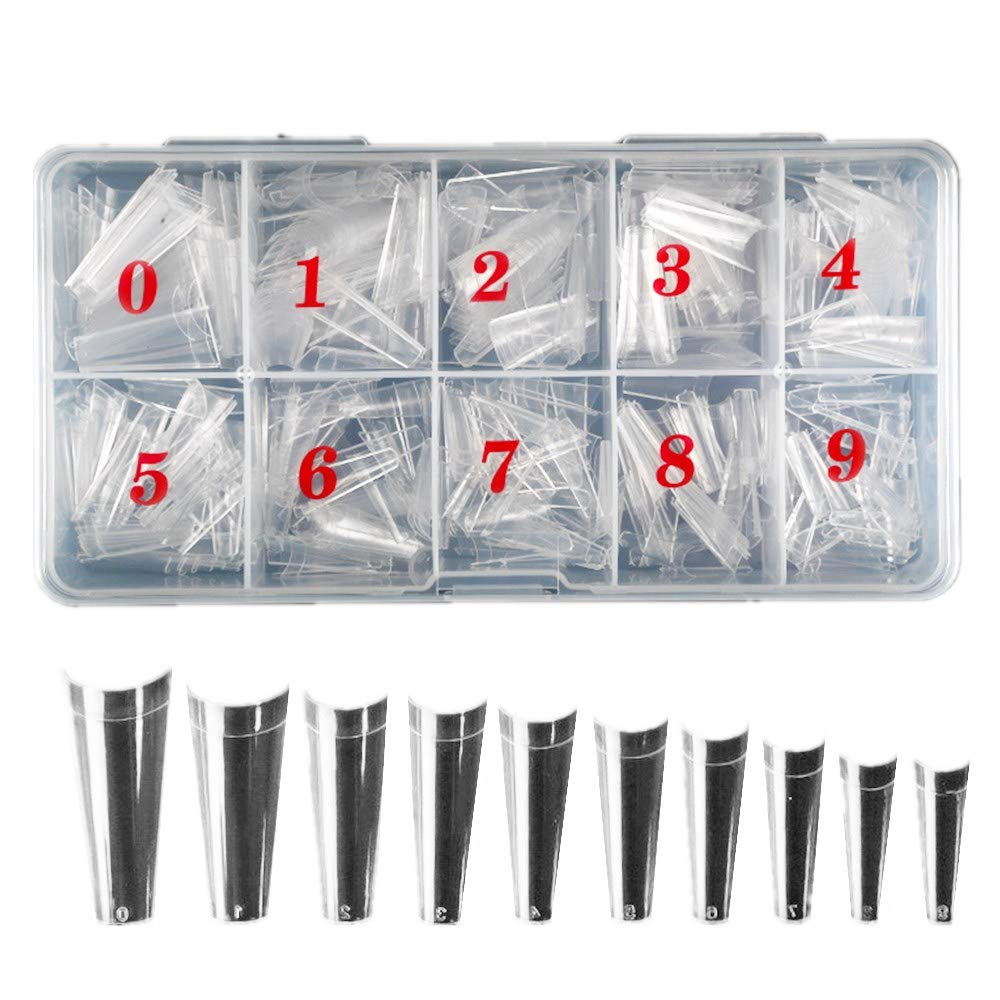 500 Pcs Natural False Nails, Long Coffin Nails Clear Coffin Acrylic Nail Tips Half Cover Rectangle Fake Acrylic Nails for DIY Nail Art