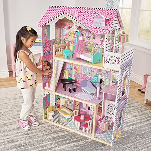 KidKraft Annabelle Wooden Dollhouse with Elevator, Balcony and 17