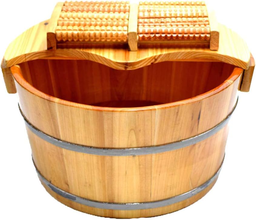 Foot Tub, Thick Pine Solid Wood Foot Bath For Soaking Feet Massager