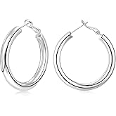 sovesi Chunky Gold Hoop Earrings for Women with 925 Sterling Silver Post, 14K Gold Plated Small Thick Gold Hoops Earrings for Women