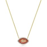 VEDAIM Football Pendant Necklace for Women Men 14K Gold Plated Dainty Rhinestone Sports Game Day Necklace Sports Fan Necklaces Accessories
