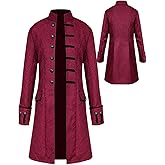 WISHU Boys Vintage Steampunk Tailcoat Halloween Costumes, Medieval Pirate Gothic Renaissance Victorian Jacket Coat for Kids