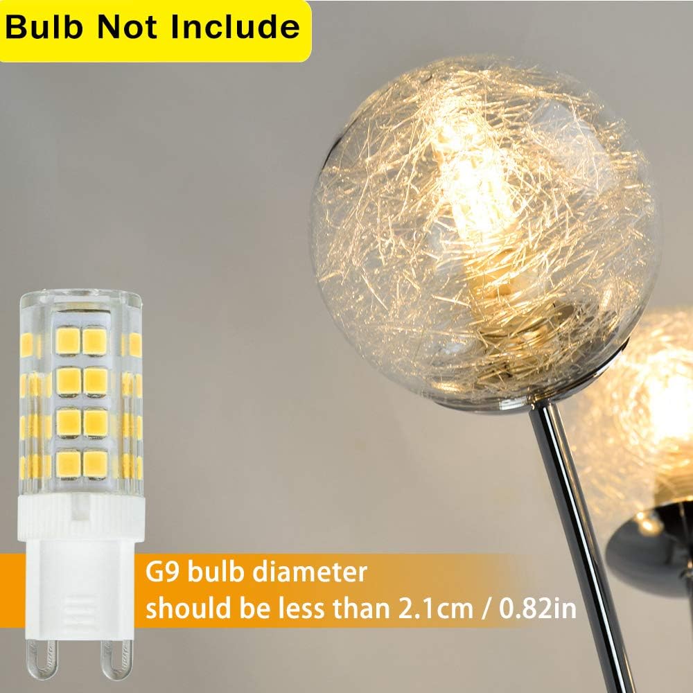 Depuley Globe LED Floor Lamp,Reading Standing Lamp with 5 Head,Tall Pole Tree Accent Lighting with Glass Shade Silver for Living Room,Bedside,Study,Reading(5 * 5W G9 Bulbs not Included) - Image 3
