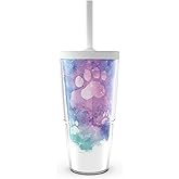 Tervis Paw Prints Made in USA Double Walled Insulated Tumbler Travel Cup Keeps Drinks Cold & Hot, 24oz with Straw Lid, Classic