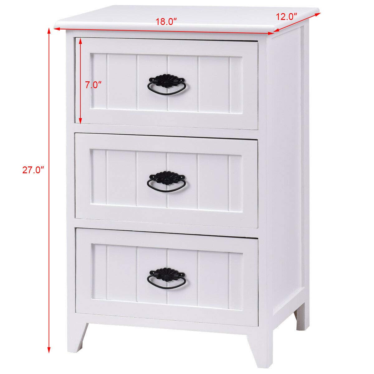 Solid Structure And Stable Frame Wooden Side Bedside End Table White Giantex Nightstand Set Of 2 W 3 Storage Drawers Nightstands Home Kitchen