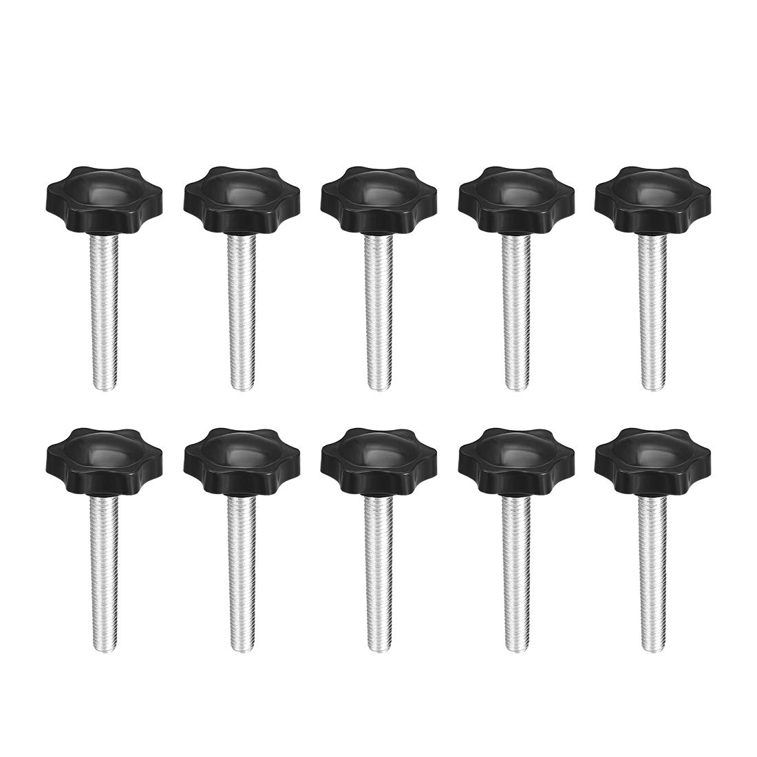 uxcell Clamping Screw Knob, 38mm Dia Plum Hex Shaped Grips Star Knob M8 x 50mm Male Thread, 10pcs