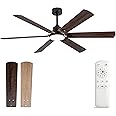 BOOMJOY Ceiling Fans with Lights, 60 Inch Ceiling Fan with Remote, Modern Ceiling Fan for Bedroom Living Room, Black Ceiling Fan Lights for Outdoor Indoor and 5 Blades Quiet Reversible DC