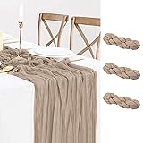 3 Pack Nude Cheesecloth Table Runner, 10ft Table
