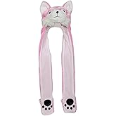 Bioterti Plush Novelty Animal Hat 3 in 1 Beanie With Long Paw Scarf, Mitten Combo