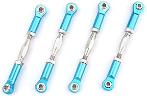 Hosim Front Rear Turnbuckles Set, Aluminum Adjustable 75-89mm Camber Linkage Rod Ends for 1/10 Traxxas Slash 4x4 RC Cars Replacement Upgrades Hop-up Parts (4PCS Blue)