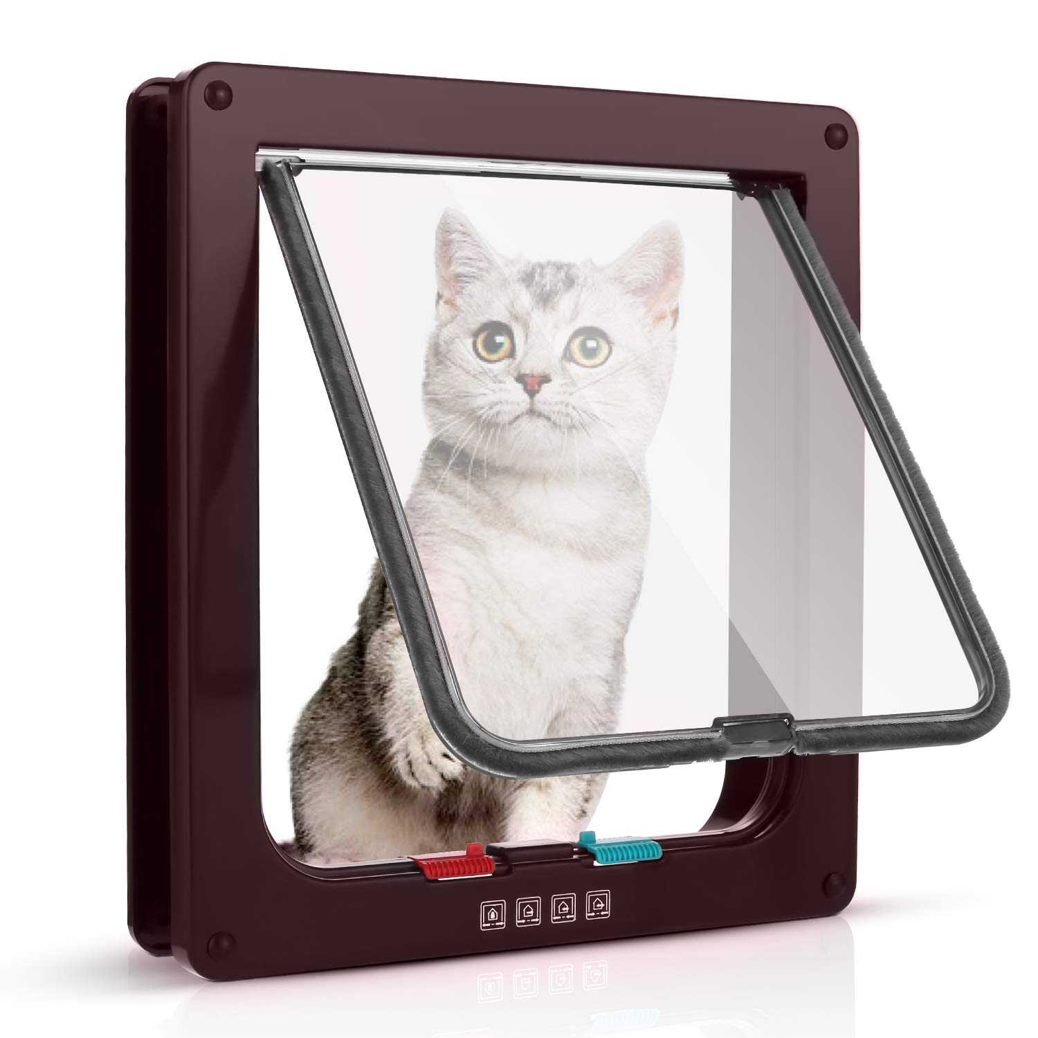 Sailnovo Cat Flap Dog Flap 4 Way Magnetic Clasp for Cats, Large Dogs 23.5 x 25 x 5.4cm Dog Door Cat Door Pet Flap, Install Easily with Telescopic Frame.