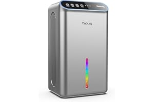 VINBURG Home Dehumidifier, Dehumidifiers for Basement with Drain Hose 85 OZ Water Tank, (800 sq.ft) Quiet Small Dehumidifiers for Bathroom RV Auto Shut Off, Sleep Mode, 7 Colors LED Light (Sliver)