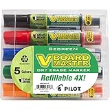Pilot BeGreen V Board Master Whiteboard Markers, Chisel Point, 5-Pack, Assorted Colors (VBMC5001-P)