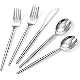 Rubtlamp 90Pcs Silver Plastic Silverware, Silver Plastic Utensils, Plastic Cutlery Include 30 Knives, 30 Forks and 30 Spoons, Silverware Heavy Duty For Party