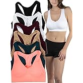 ToBeInStyle Women’s Pack of 6 Active Supportive Padded Racerback Sports Bras