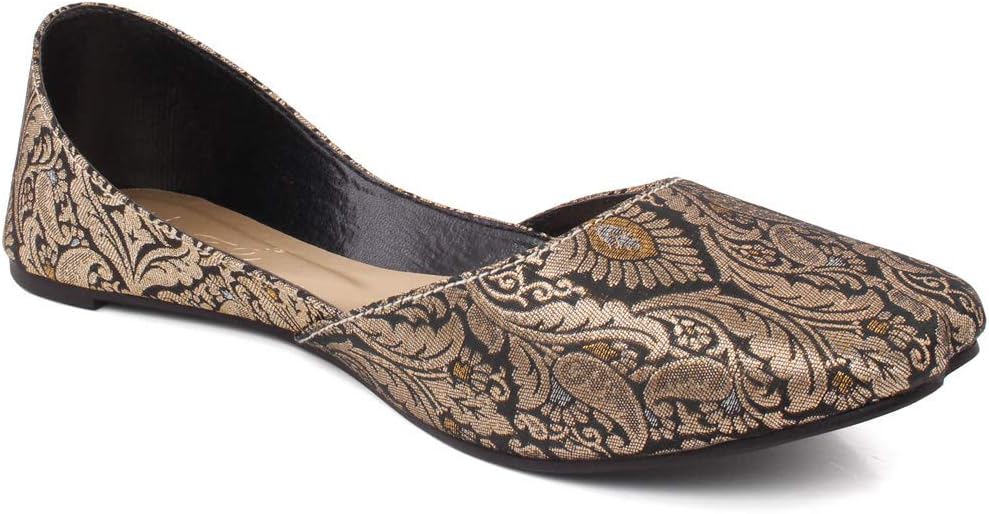 Unze Women TALLIE Indian Khussa Pumps UK Size 3-8 Black