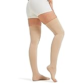 NURCOM 20-30 mmHg Medical Compression Stockings for Women & Men, Open Toe Thigh High Compression Socks with Dot Silicone Band, Graduated Support Stockings for Varicose Veins, Swelling, DVT, Flight