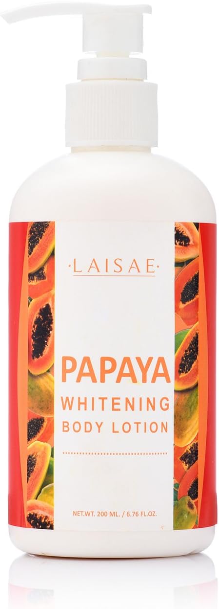 Papaya Whitening Body Lotion - Natural Skin Lightening - For Eliminate Dark Spots & Discoloration with Kojic Acid, Alpha-Arbutin, Vitamin C - Daily Use For All Skin Types 6.76 Ounce Bottle