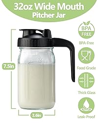 32oz Glass Pitcher with Lid & V-shaped Pour Spout