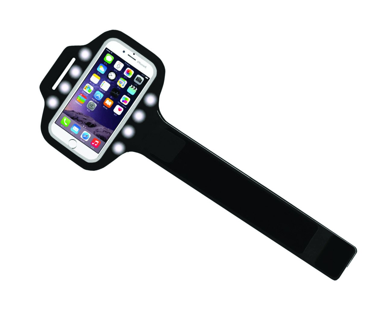 LightupU LUH01 Running Phone Holder With Built-In LED Light Phone Holder For Running, Walking, Jogging, Hiking, Exercise. Compatible With iPhone & Galaxy. Be Safe, Be Seen.