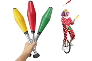 YULATIK 3PCS 16.5 Inch Juggling Clubs, Green, Yellow, and Red Juggling Pins Training Acrobatic Stick Toy Juggling Sticks for Skill-Building & Coordination, Suitable for Circus Performances & Family Activity