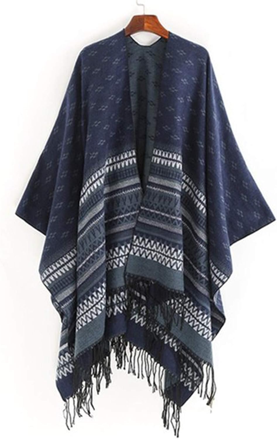 Keuyeo Damen Winter Poncho Übergroß Gestreift - Strick Umhang Für Alle Jahreszeiten