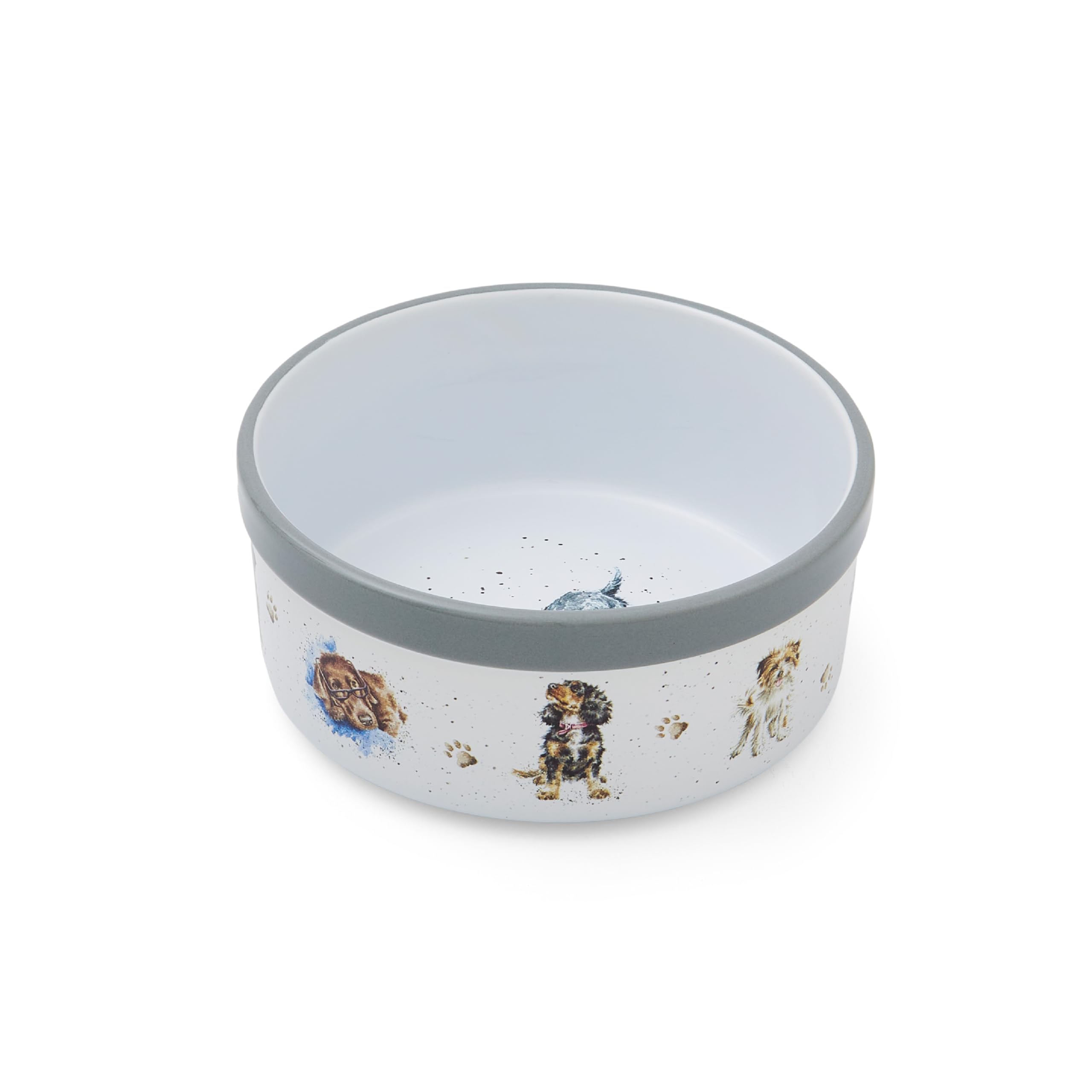 Royal Worcester x Wrendale Designs Dog Bowl - Durable Stoneware Featuring Various Dog Breed Illustrations by Artist Hannah Dale, Pet Bowl Perfect for Food and Water, Dishwasher Safe, 6"